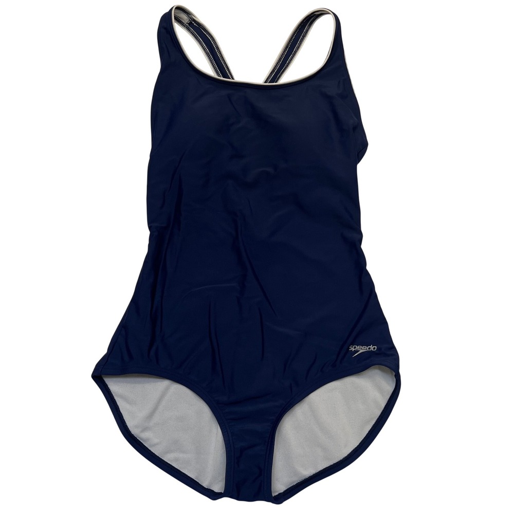 Speedo Navy Blue Women's Athletic Racerback One Piece Swimsuit Size M